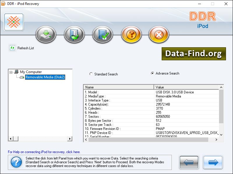 Screenshot of iPod Rescue Software