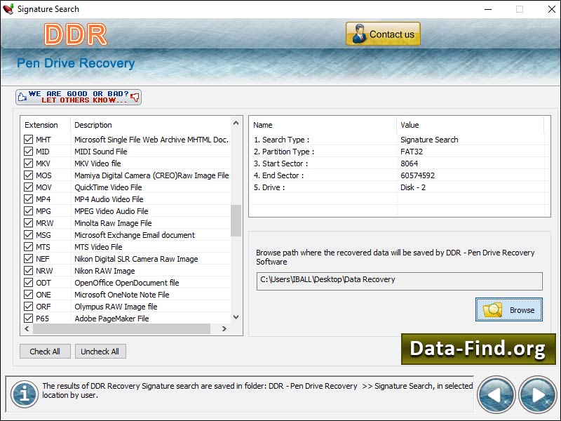 Screenshot of Flash Drive Data Recovery Software