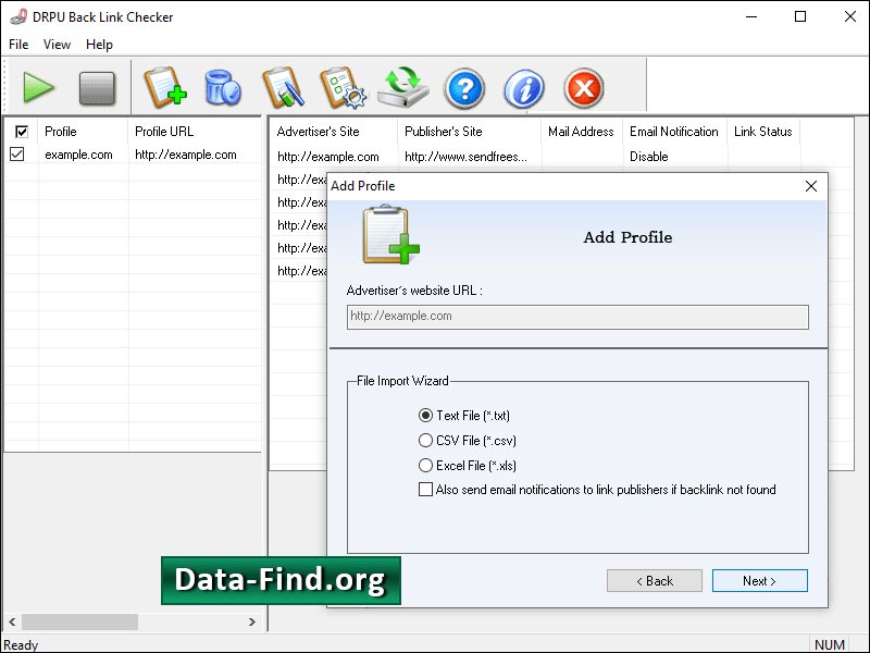 Screenshot of Back Links Checker Software 2.0.1.5