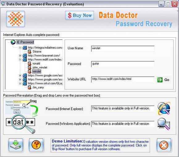 Screenshot of View Internet Explorer Password 3.0.1.5