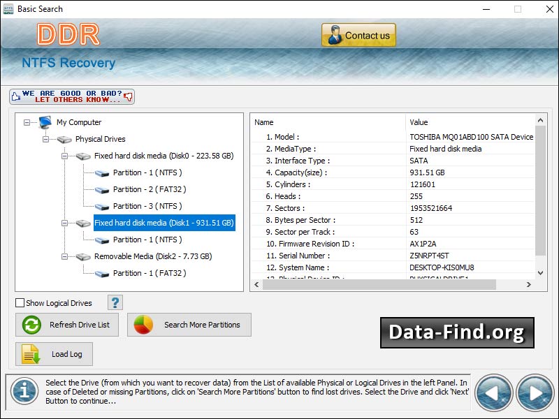 Screenshot of NTFS Undelete