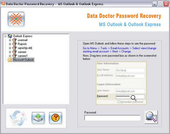 Screenshot of Unmask Outlook Password 3.0.1.5
