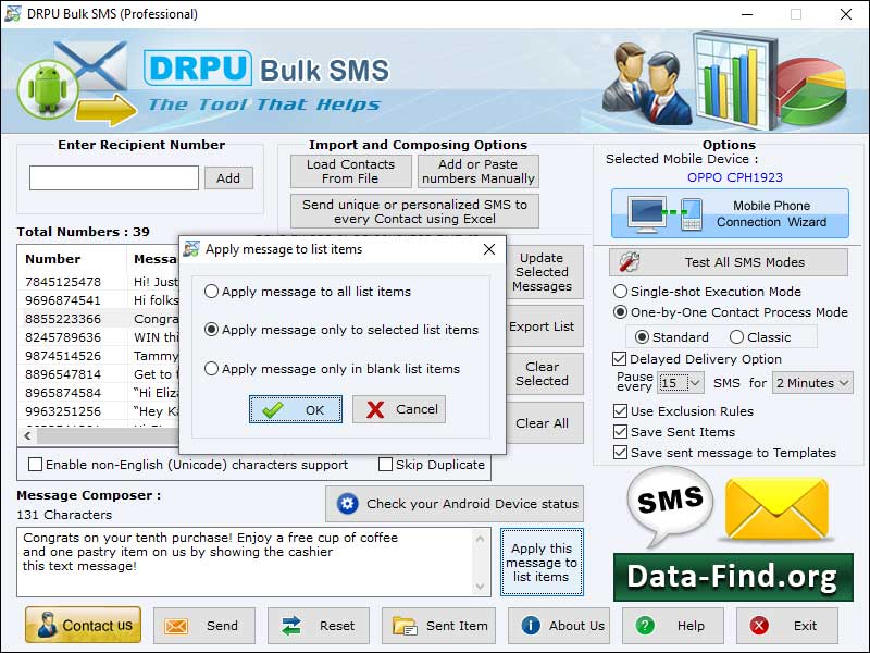 Screenshot of Pocket PC SMS Advertising Software