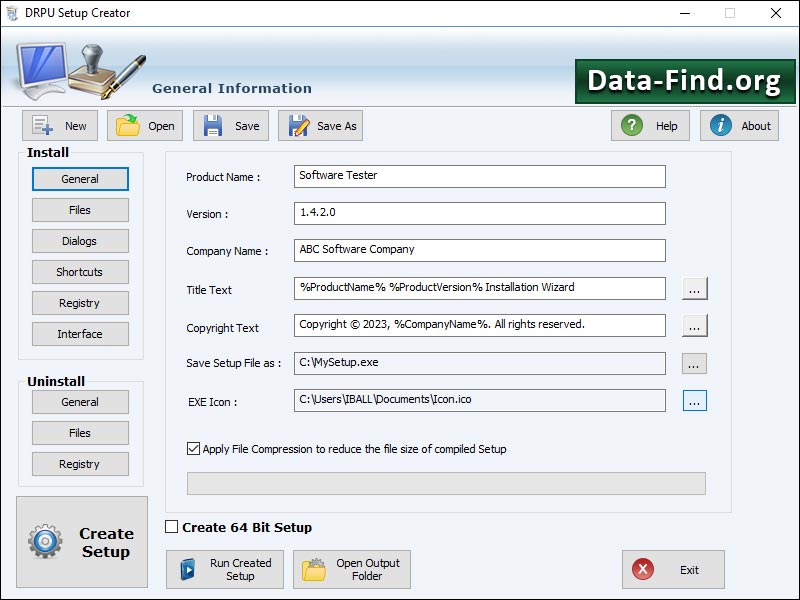 Screenshot of Setup Builder Software 2.0.1.5